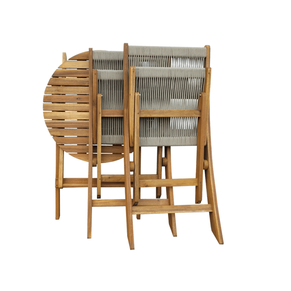 Lanzarote Bistro Set Acacia Rope Taupe