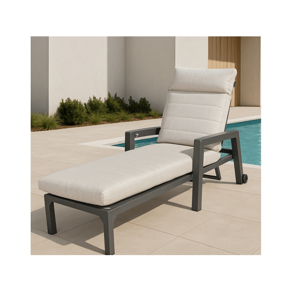 Valence Lounger Verstelbaar Alu Frame Kussens Beige 180x74x98.5cm