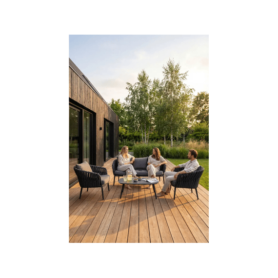 Torino Lounge Salon Alu Anthraciet/rope Bank Met 2 Zetels En Tafel