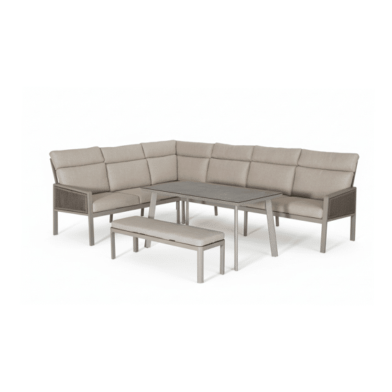 Antonio Lounge Dining Hoeksalon Twinkle Alu Met Tafel 135x5cm En Bank