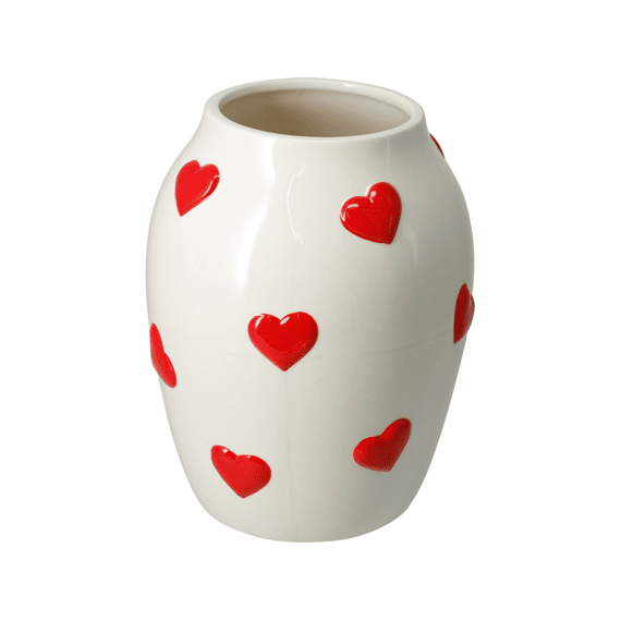 Vaas Met Hartjes 18cm Rood