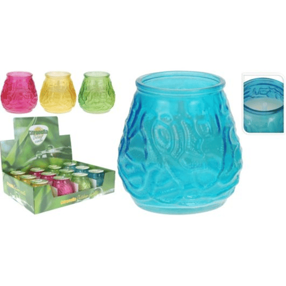 Citronella Kaars In Glas 9x10cm Assortiment