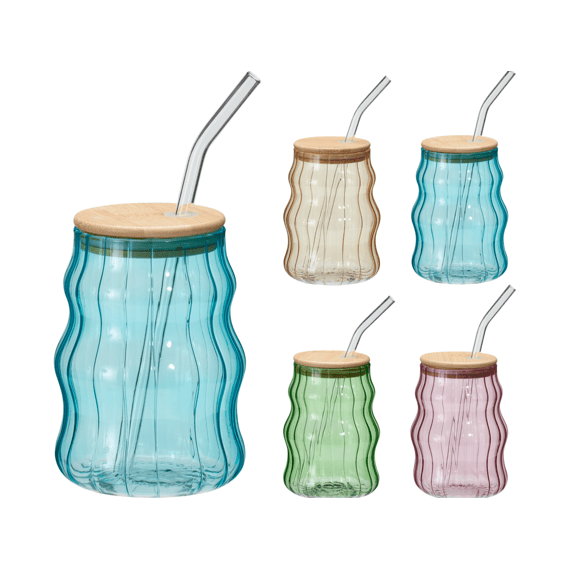 Drinkglas Met Rietje 500ml 4 Assortiment 