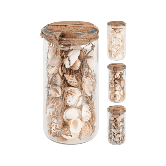 Schelpen Deco In Glazen Pot  3 assortiment