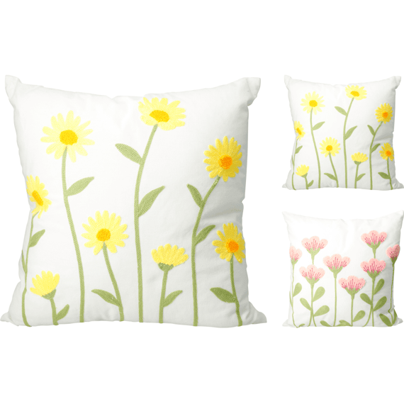 Kussen 45x45cm 2 Assortiment Bloem
