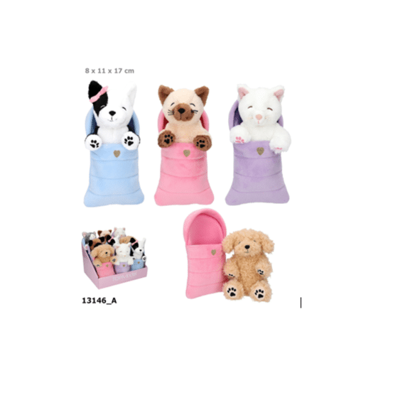 Topmodel Pluche Hond/kat In Slaapzak Assortiment