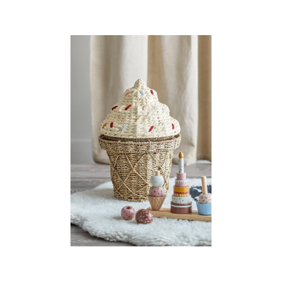 Bloomingville Mini Cillie Mand Met Deksel Natuur Seagrass 28X41cm