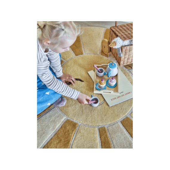 Bloomingville Mini Wollen Tapijt Zon Geel