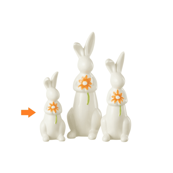 Konijn Bloemen Porselein Oranje/wit 7x5.5x14.5cm