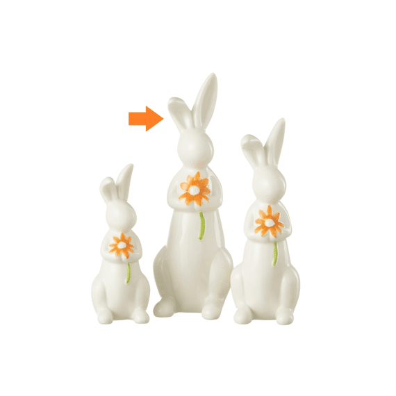 Konijn Bloemen Porselein Oranje/wit 9x8x23cm