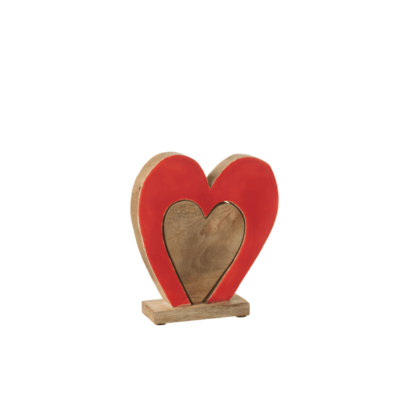 Hart Dubbel Op Voet Mango Rood/naturel 17x5x19.5cm