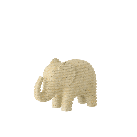 Olifant Gestreept Polyresin Beige Small 15.5x6x10.5cm