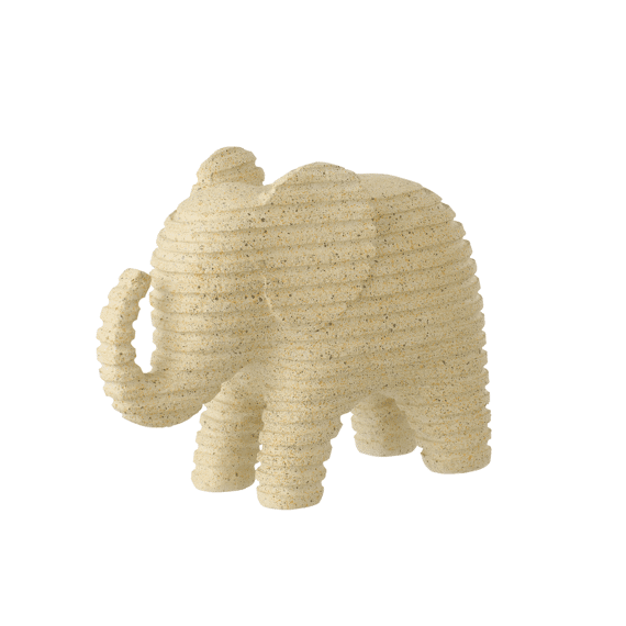 Olifant Gestreept Polyresin Beige Large 22.2x9x16.7cm