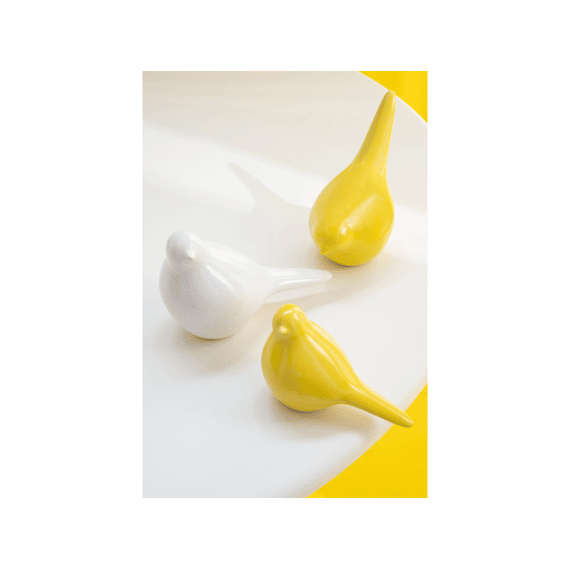 J-Line Vogel Porselein Geel Assortiment