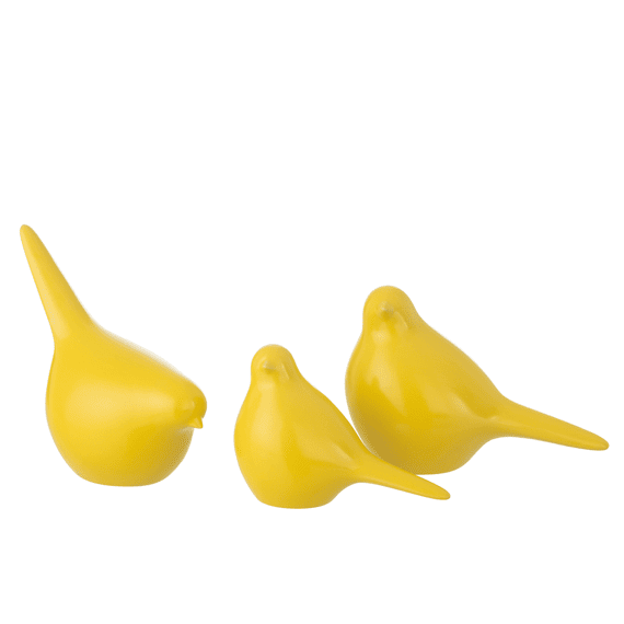 J-Line Vogel Porselein Geel Assortiment