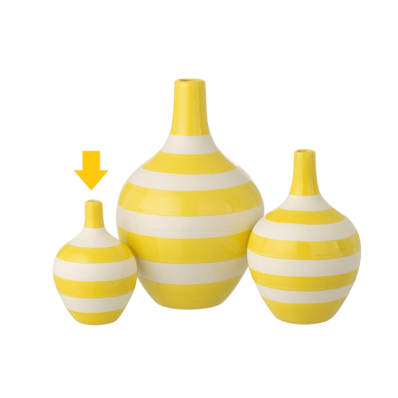 Vaas Gestreept Porselein Wit/geel Small 11.5x11.5x17cm