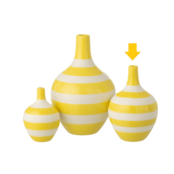 Vaas Gestreept Porselein Wit/geel Medium 15.5x15.5x24cm