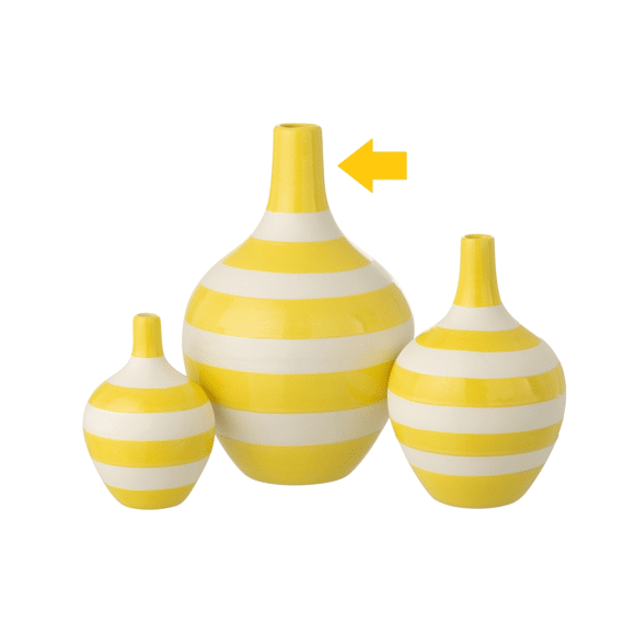 Vaas Gestreept Porselein Wit/geel Large 21x21x32cm