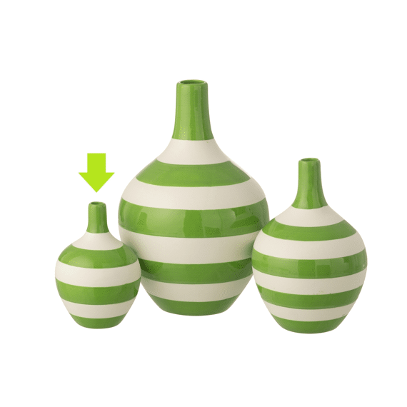 Vaas Gestreept Porselein Wit/groen Small 11.5x11.5x17cm