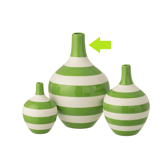 Vaas Gestreept Porselein Wit/groen Large 21x21x32cm