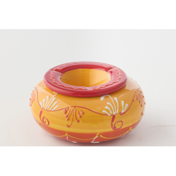 Asbak Keramiek Oranje/rood L 14x14x7cm