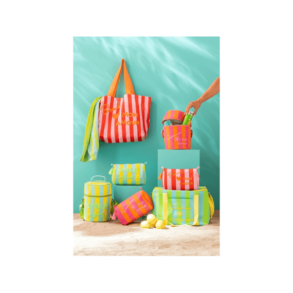 J-Line Lunchtas Summer/bisous Gestreept K 17x17x25cm 2 Assortiment