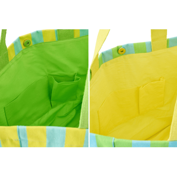 J-Line Strandtas Sunshine/smile Gestreept 35x40x15cm 2 Assortiment