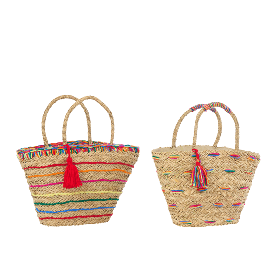 Tas Gestreept Zeegras Mix 58x19x30cm 2 assortiment