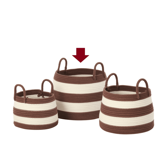 Mand Met 2 Handvatten Rond Gestreept Polyester en Katoen Large  31x28x38cm