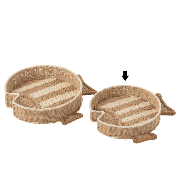 J-Line Deco Plateau Vis Gestreept Pap S 38x39x7cm