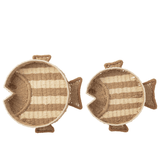 J-Line Deco Plateau Vis Gestreept Pap L 42x43x8cm
