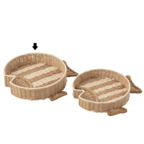 J-Line Deco Plateau Vis Gestreept Pap L 42x43x8cm