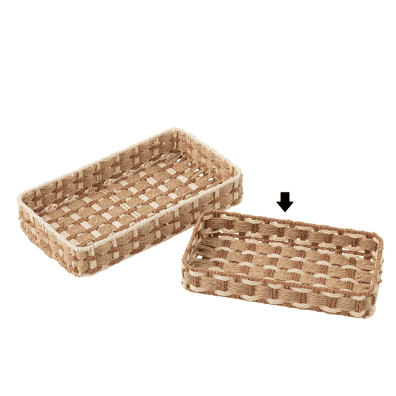 J-Line Deco Plateau Rechthoekig Pap Naturel/Wit 33.5x17.5x6cm