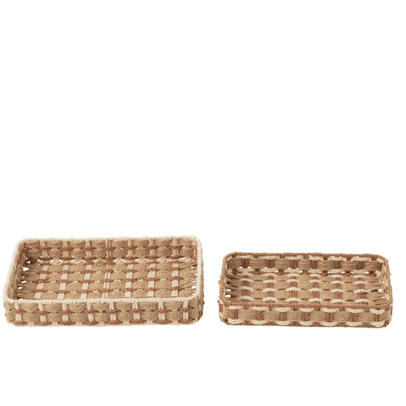 J-Line Deco Plateau Rechthoekig Pap Naturel/Wit 38.5x21.5x7cm