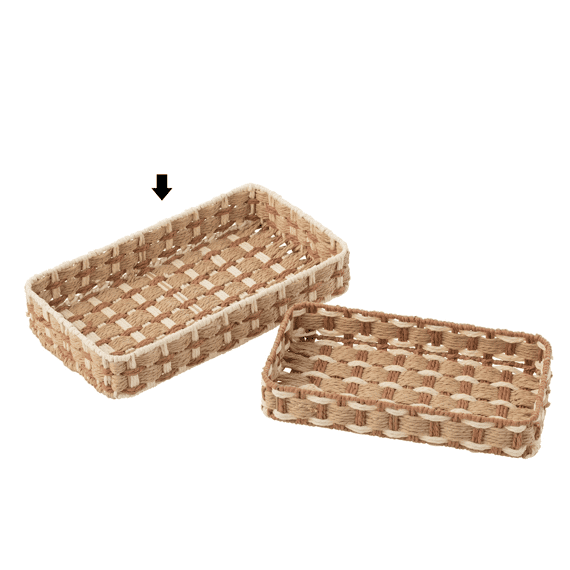 J-Line Deco Plateau Rechthoekig Pap Naturel/Wit 38.5x21.5x7cm