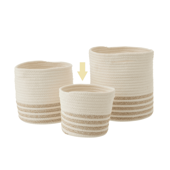 Mand Gestreept Polyester Wit/beige 15x15x15cm