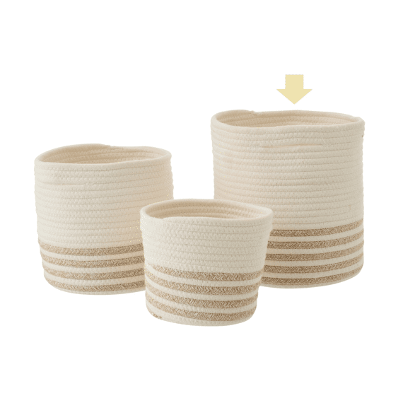 Mand Gestreept Polyester Wit/beige 25x25x25cm