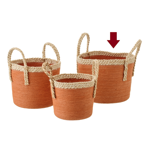 Mand uit Papier Met Handvatten Oranje/naturel 29x29x24cm