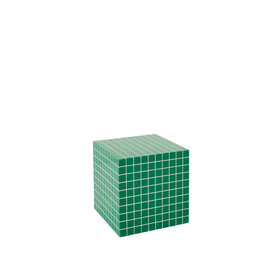 Bijzettafel Kubus Geruit Mdf Groen/wit 34.8x34.8x35.2cm