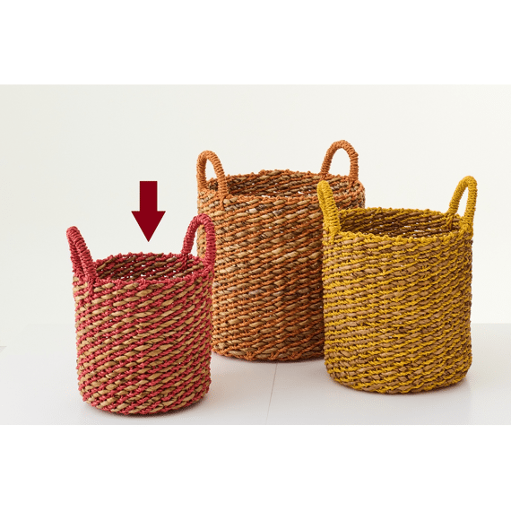 Mand Raffia Multi 28x28x38cm