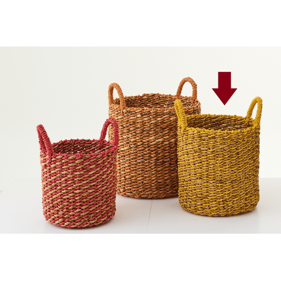 Mand Raffia Multi 34x34x44cm