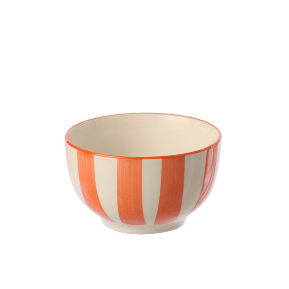Schaal Gestreept Aardewerk Oranje/wit 14x14x8.4cm