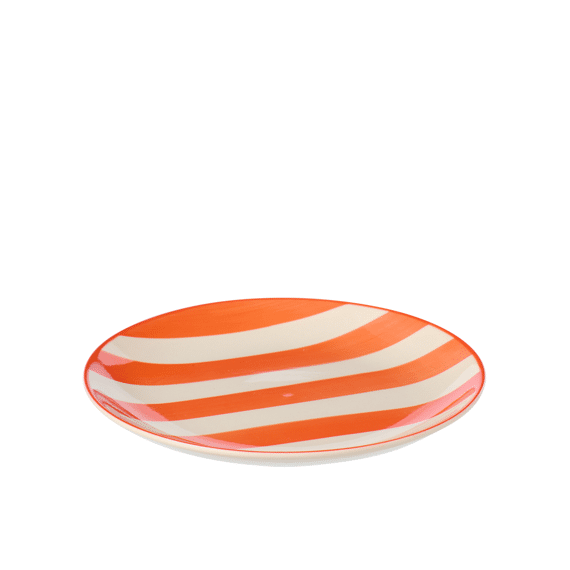 Dessertbord Gestreept Aardewerk Oranje/wit 19.7x19.7x2.3cm