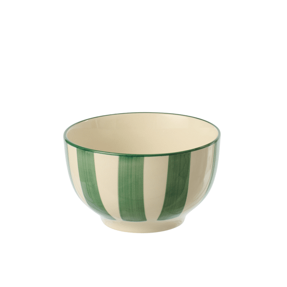 Schaal Gestreept Aardewerk Groen/wit 14x14x8.4cm