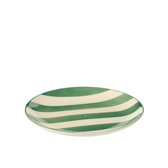 Dessertbord Gestreept Aardewerk Groen/wit 19.7x19.7x2.3cm
