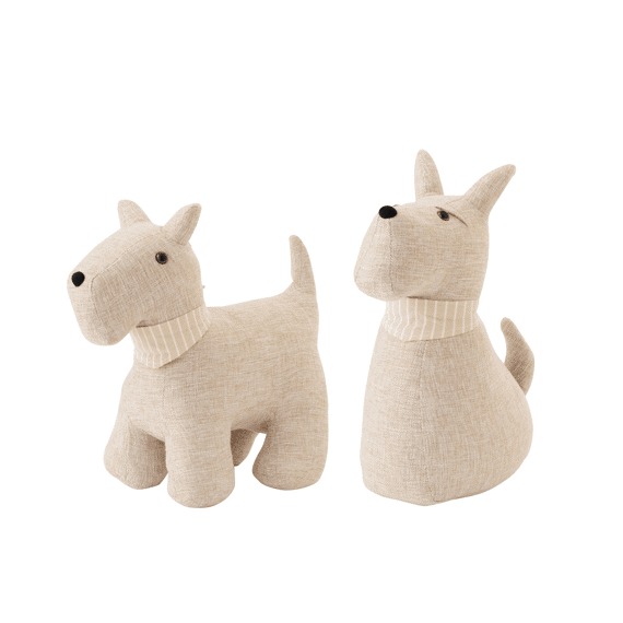 Deurstop Hond Met Sjaal Polyester Beige Small 33x20x35cm 2 assortiment