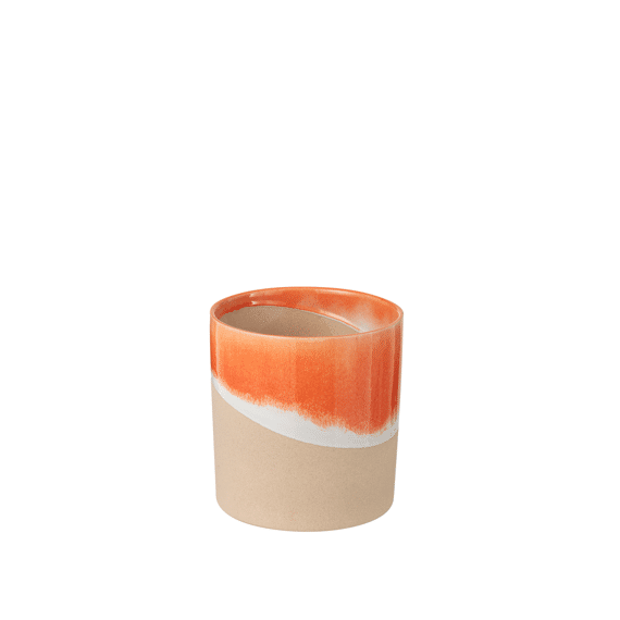 Vaas Cilinder Aardewerk Oranje/naturel Medium 20.5x19.5x21cm