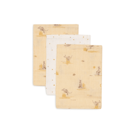 Jollein Washandjes Tetra 3-pack Kangaroots