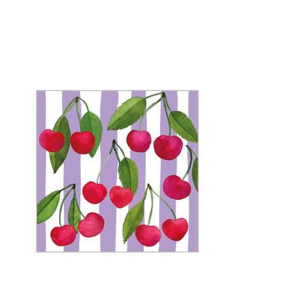 Ppd Cherry & Stripes Servetten 25x25cm 20 stuks