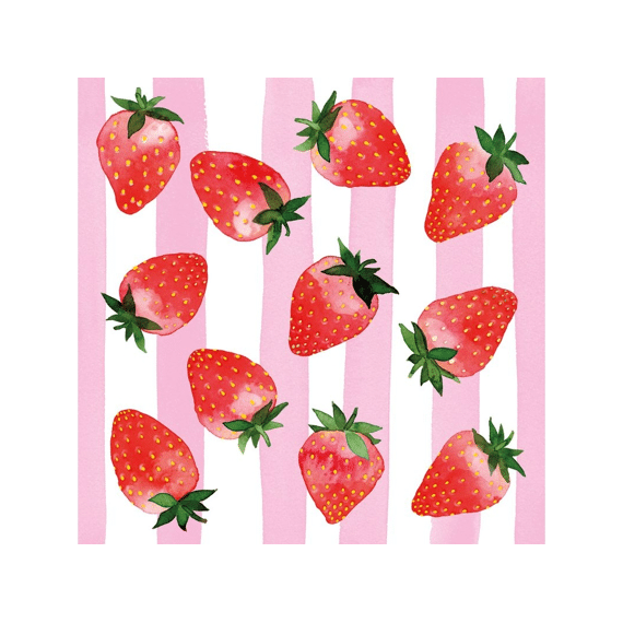 Ppd Srawberry & Stripes Servetten 33x33cm 20 stuks
